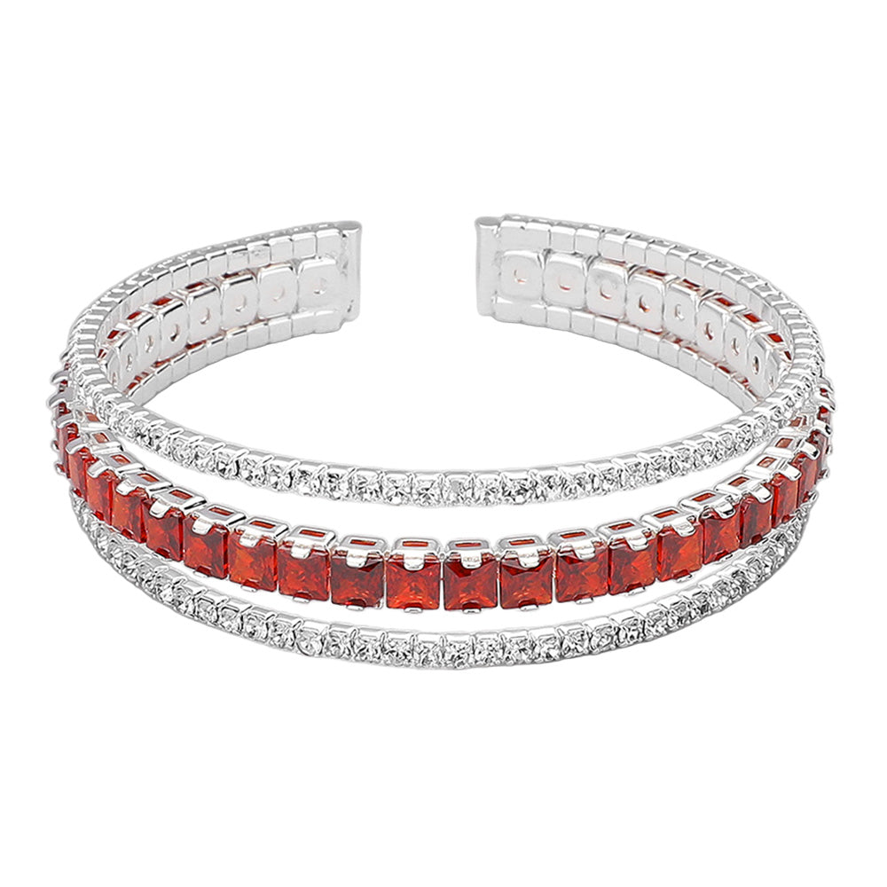 iLLASPARKZ Square Cut CZ Stone Accented Split Evening Bracelet