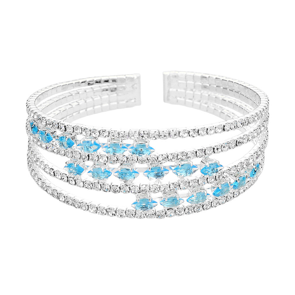 iLLASPARKZ Marquise CZ Stone Rhinestone Paved Split Evening Bracelet