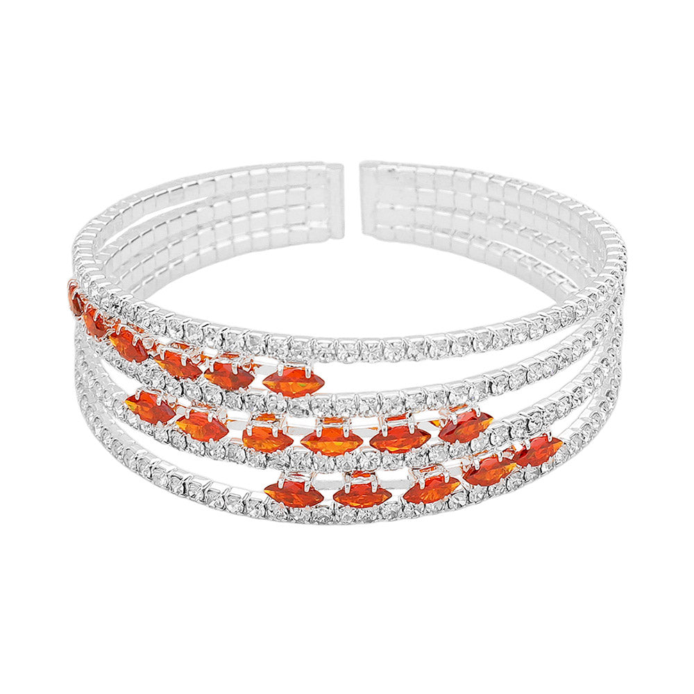 iLLASPARKZ Marquise CZ Stone Rhinestone Paved Split Evening Bracelet