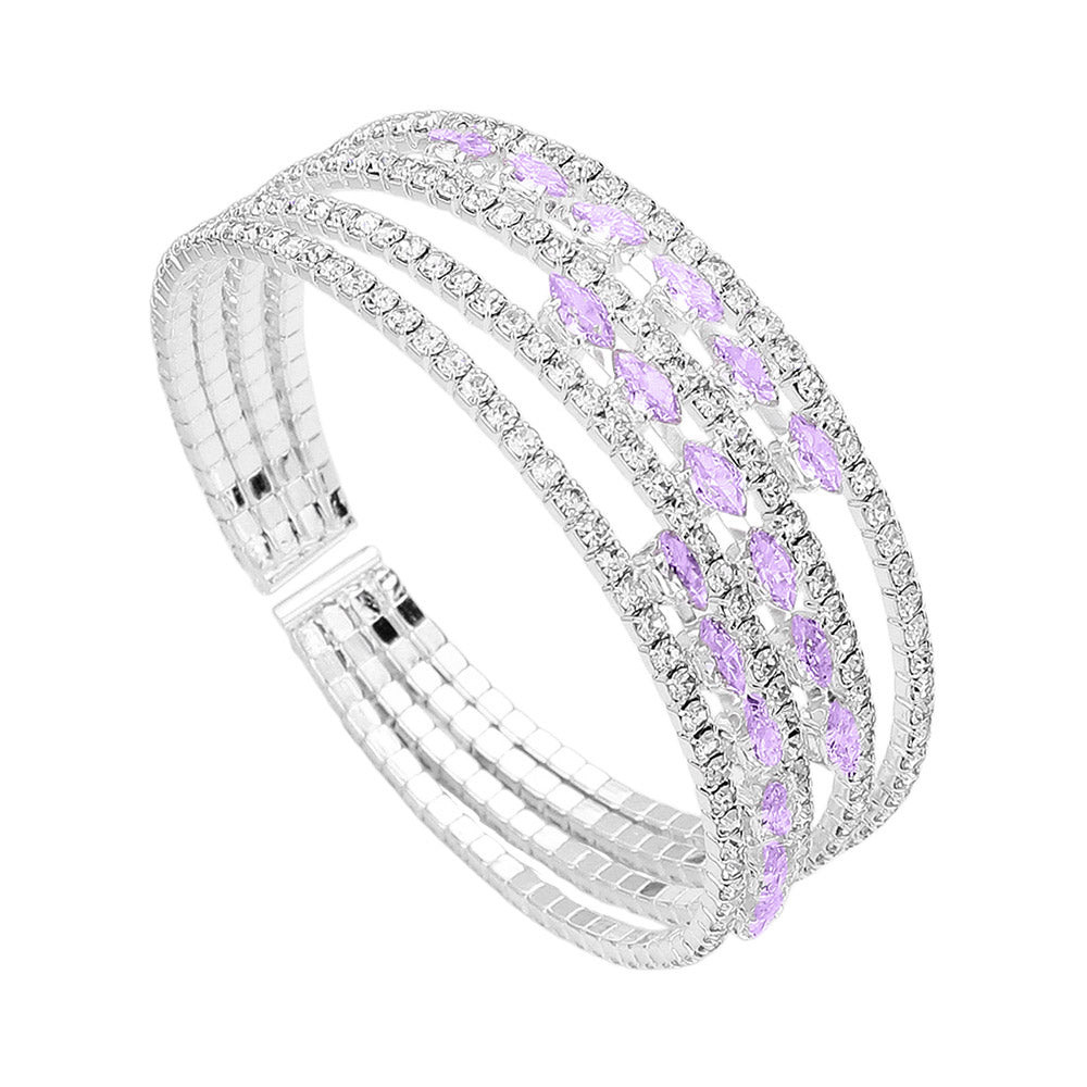 iLLASPARKZ Marquise CZ Stone Rhinestone Paved Split Evening Bracelet
