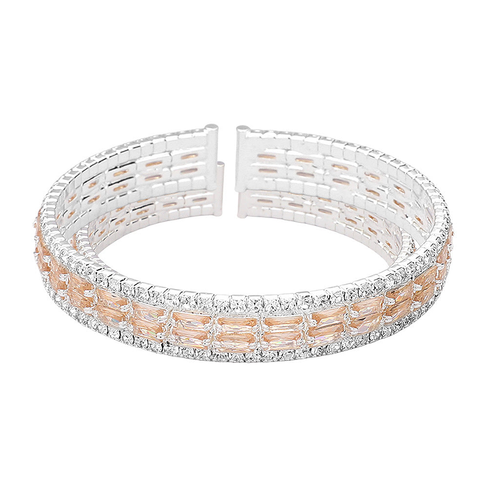 iLLASPARKZ CZ Baguette Stone Accented Evening Bracelet
