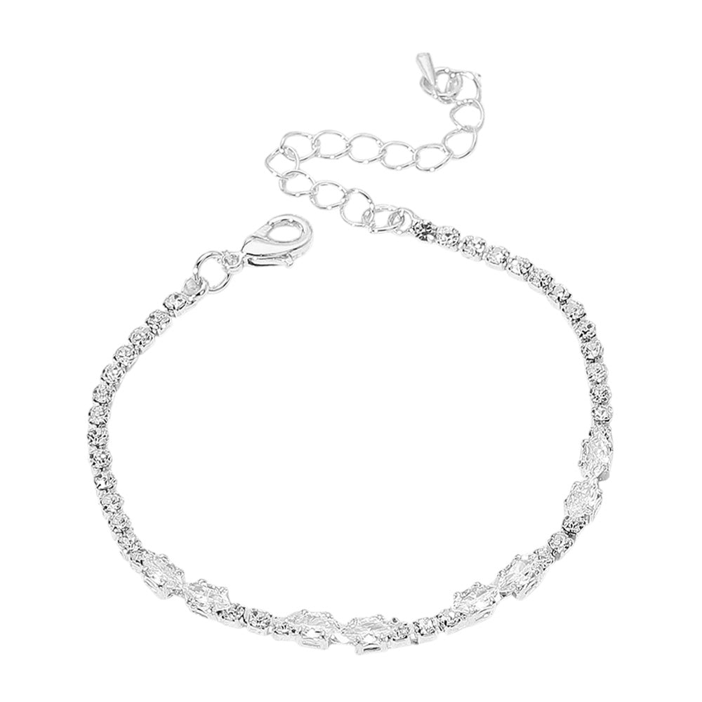 iLLASPARKZ Double Marquise CZ Stone Cluster Station Pointed Evening Bracelet