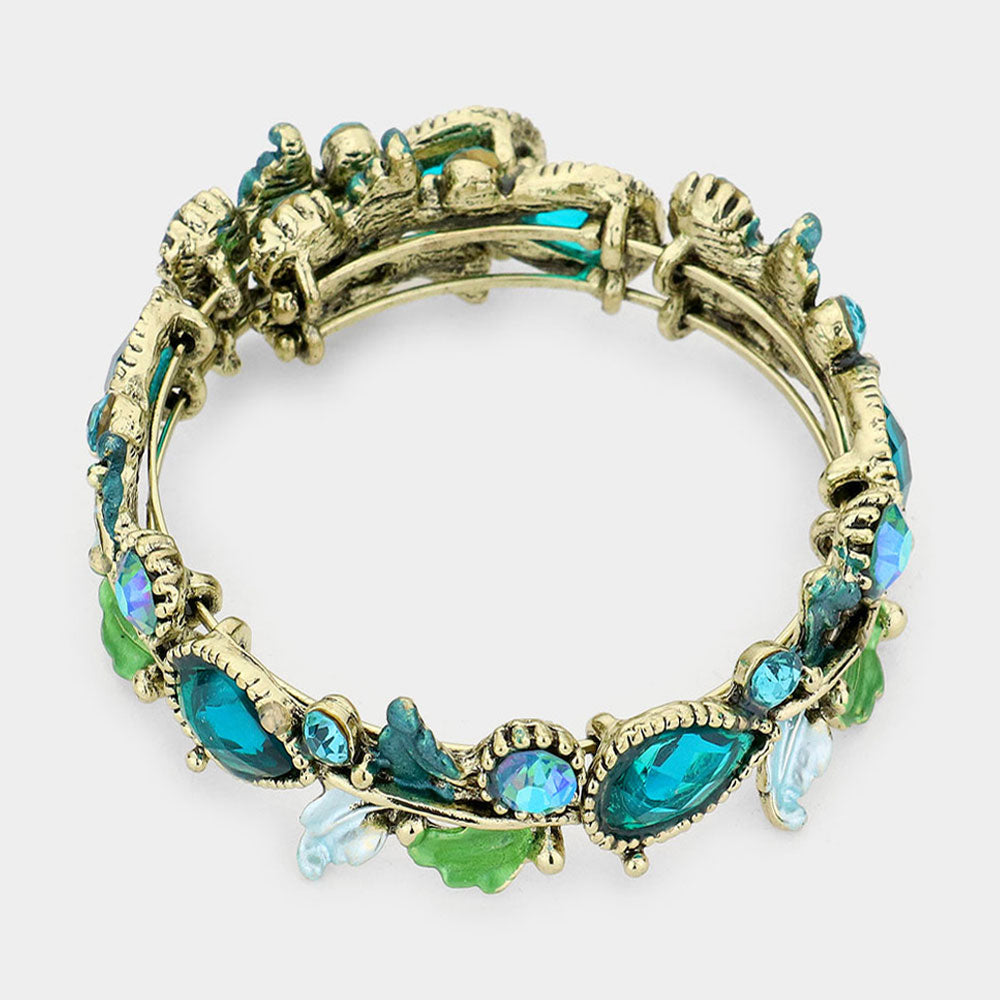 iLLASPARKZ Glass Crystal and Metal Vine Open Adjustable Bracelet