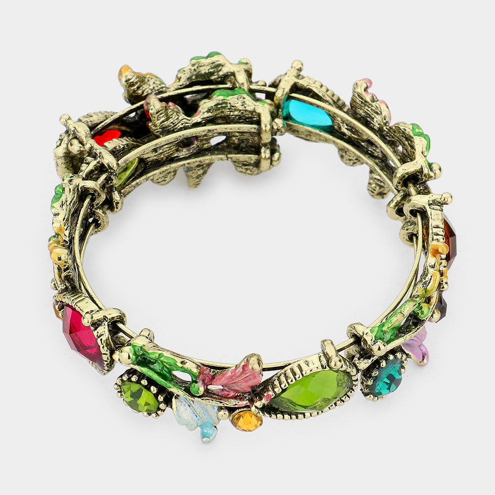 iLLASPARKZ Glass Crystal and Metal Vine Open Adjustable Bracelet