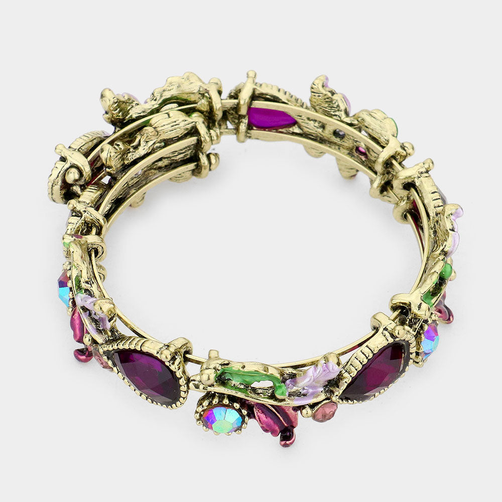 iLLASPARKZ Glass Crystal and Metal Vine Open Adjustable Bracelet