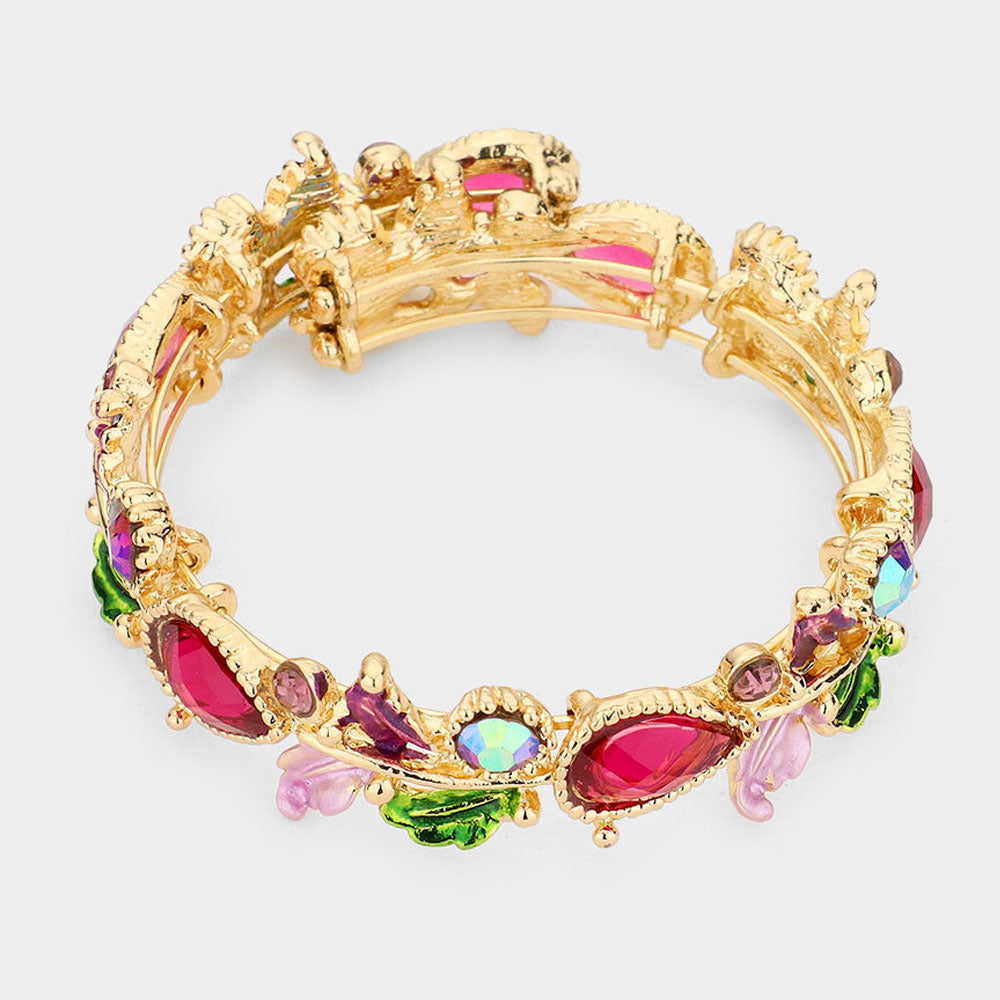 iLLASPARKZ Glass Crystal and Metal Vine Open Adjustable Bracelet
