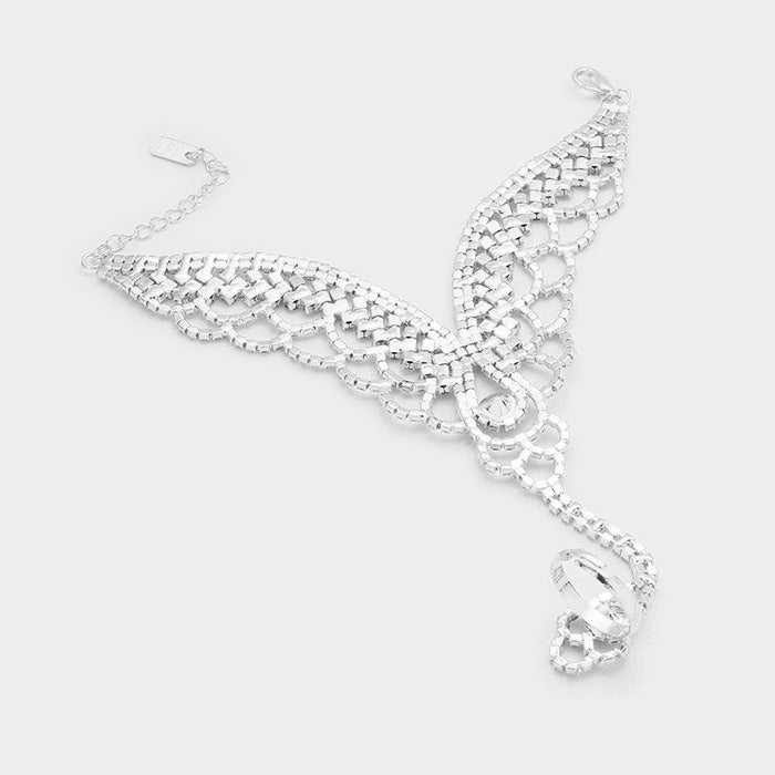iLLASPARKZ Marquise Crystal Rhinestone Hand Chain Bracelet