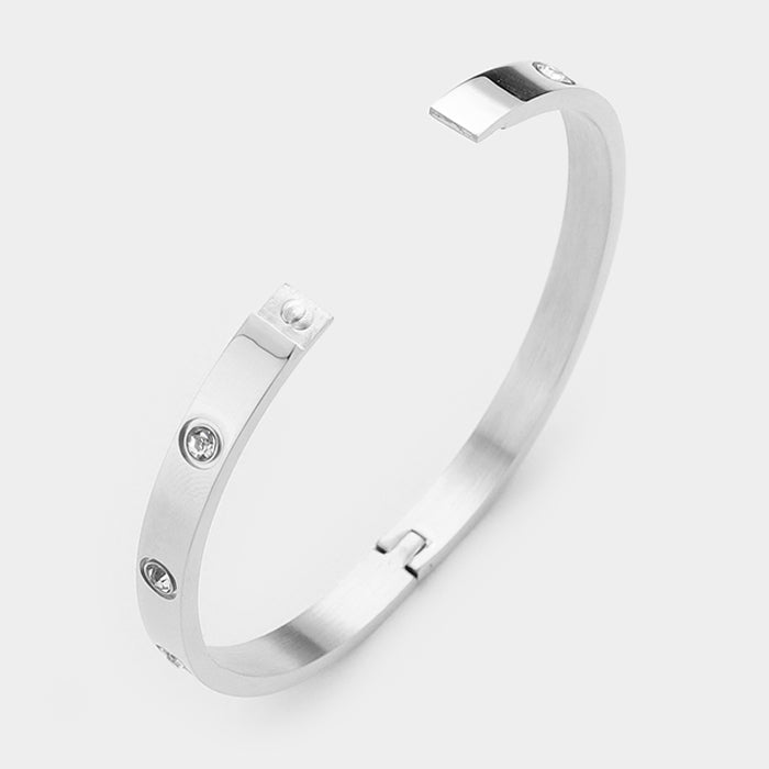 iLLASPARKZ Crystal Embellished Stainless Steel Bangle Evening Bracelet