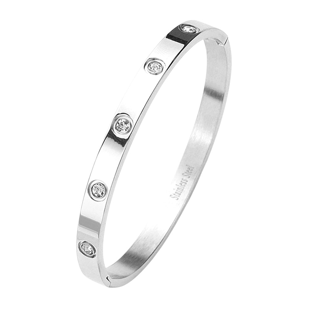 iLLASPARKZ Stainless Steel Crystal Embellished Bangle Evening Bracelet
