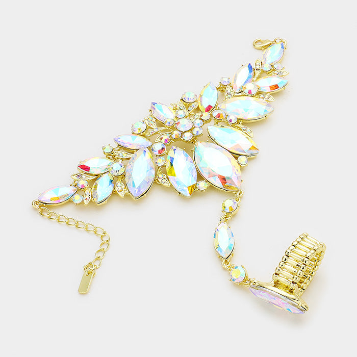 iLLASPARKZ Marquise Oval Crystal Glass Hand Chain Bracelet