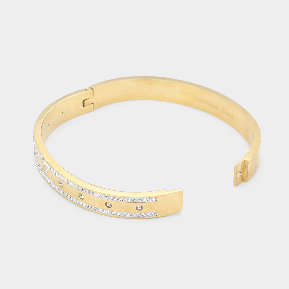 iLLASPARKZ Rhinestone Embellished Stainless Steel Bangle Evening Bracelet