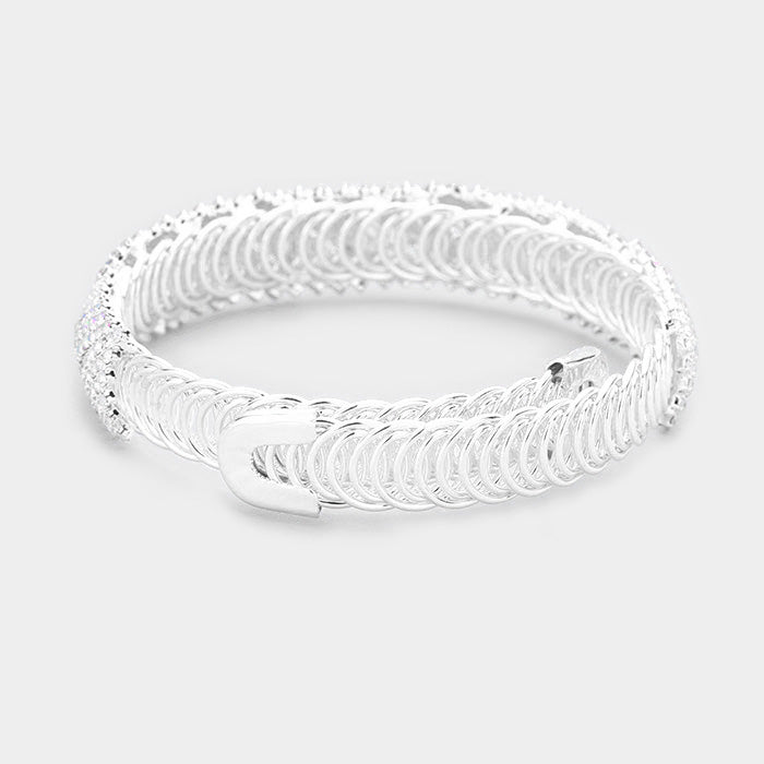 iLLASPARKZ Diagonal Line Crystal Rhinestone Pave Evening Cuff Bracelet