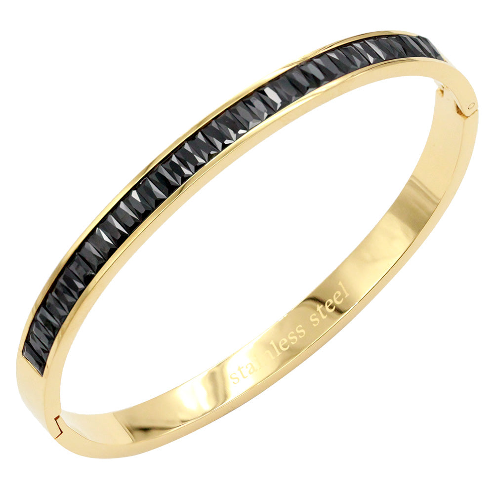 iLLASPARKZ CZ Baguette Stone Cluster Stainless Steel Evening Bracelet