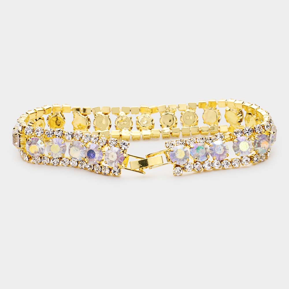iLLASPARKZ Round Crystal Rhinestone Evening Bracelet