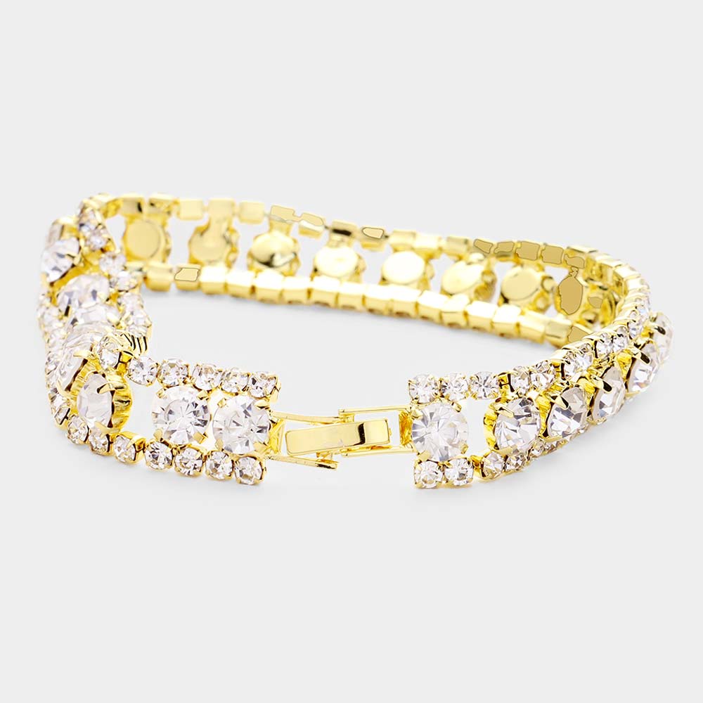 iLLASPARKZ Round Crystal Rhinestone Evening Bracelet