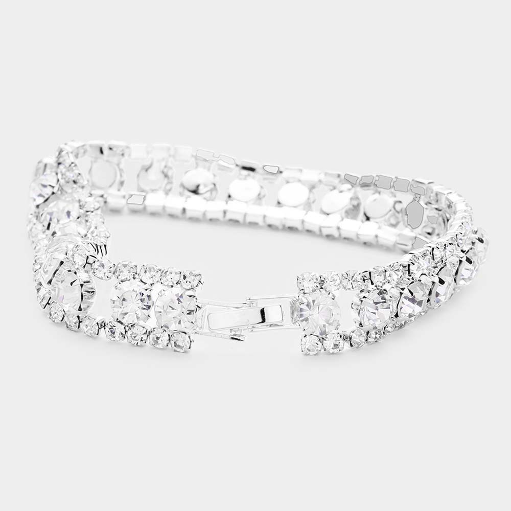 iLLASPARKZ Round Crystal Rhinestone Evening Bracelet