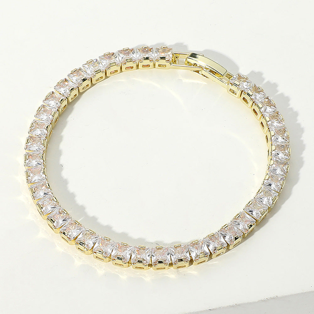iLLASPARKZ Square CZ Stone Tennis Chain Evening Bracelet