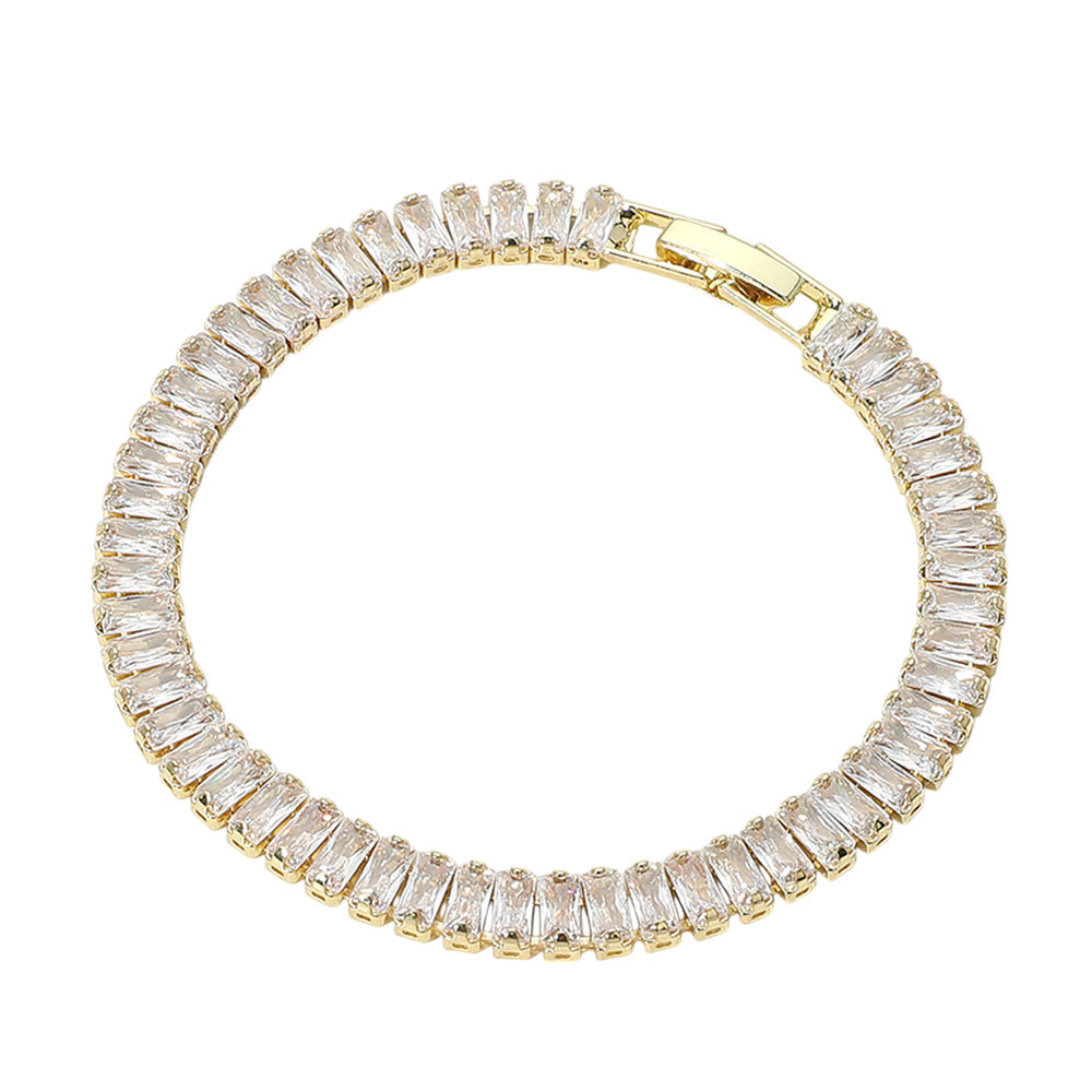 iLLASPARKZ Baguette CZ Stone Tennis Chain Evening Bracelet