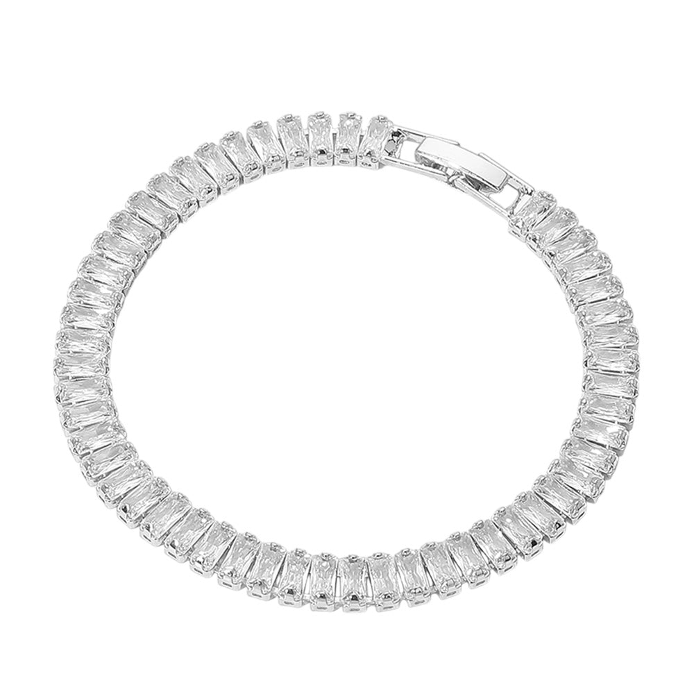 iLLASPARKZ Baguette CZ Stone Tennis Chain Evening Bracelet