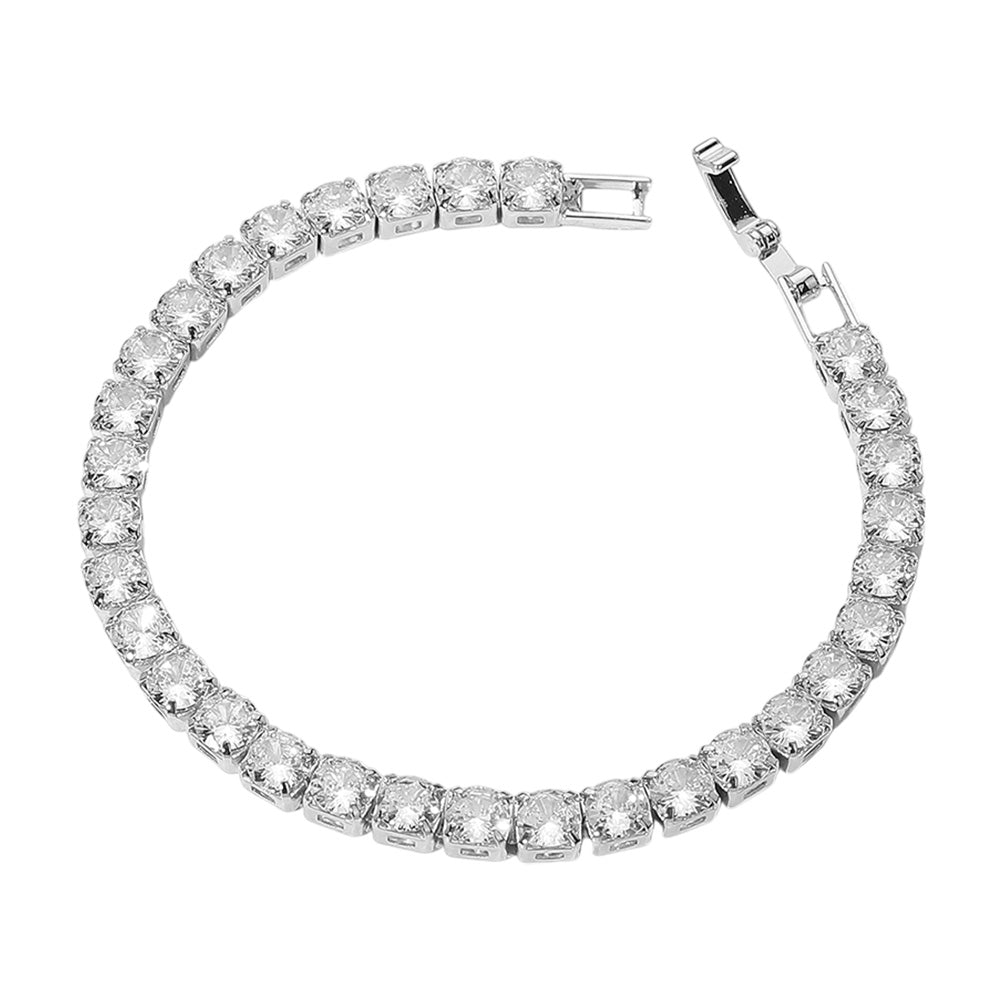 iLLASPARKZ Round CZ Stone Tennis Chain Evening Bracelet