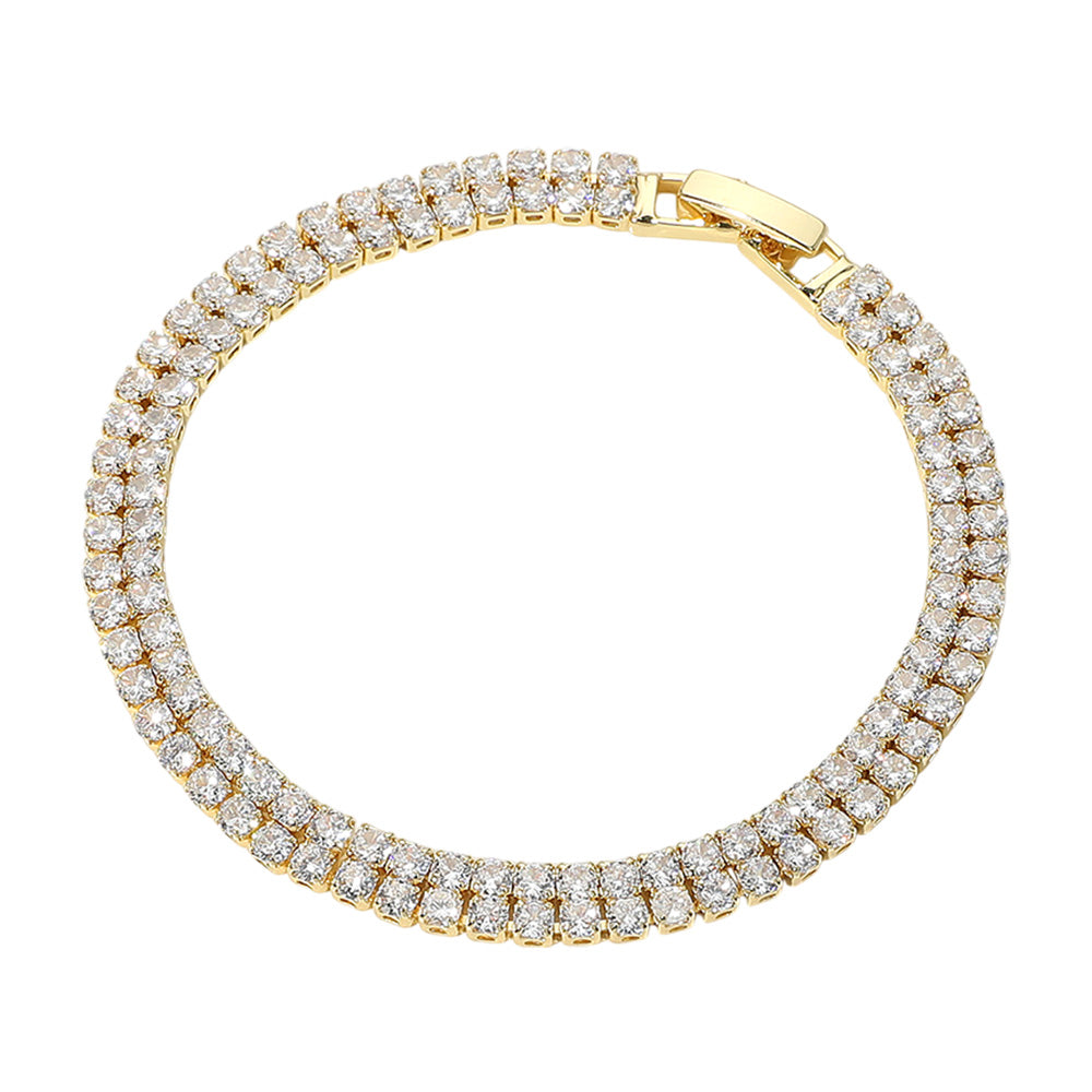 iLLASPARKZ 2 Row CZ Stone Tennis Chain Evening Bracelet