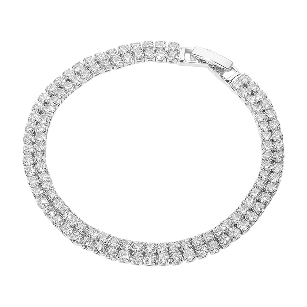 iLLASPARKZ 2 Row CZ Stone Tennis Chain Evening Bracelet