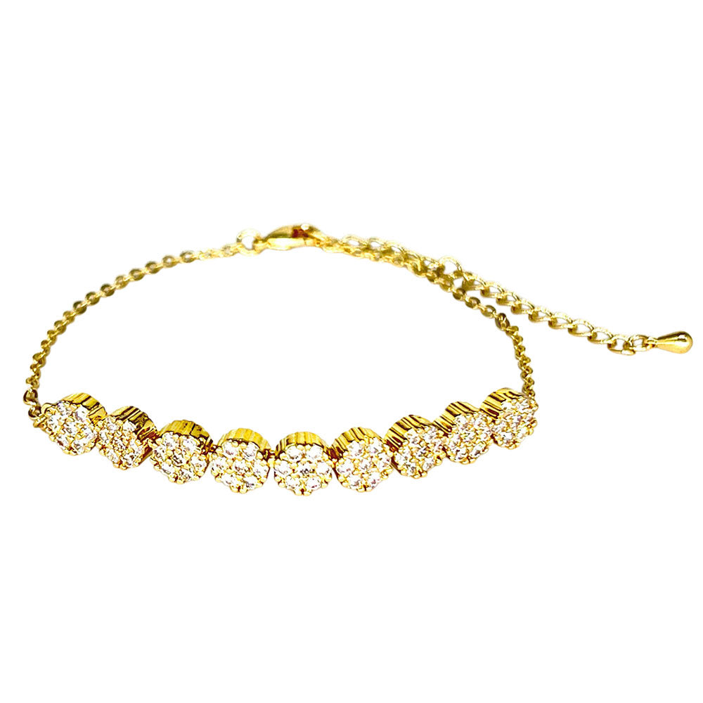 iLLASPARKZ CZ Stone Paved Floral Disc Cluster Adjustable Bracelet
