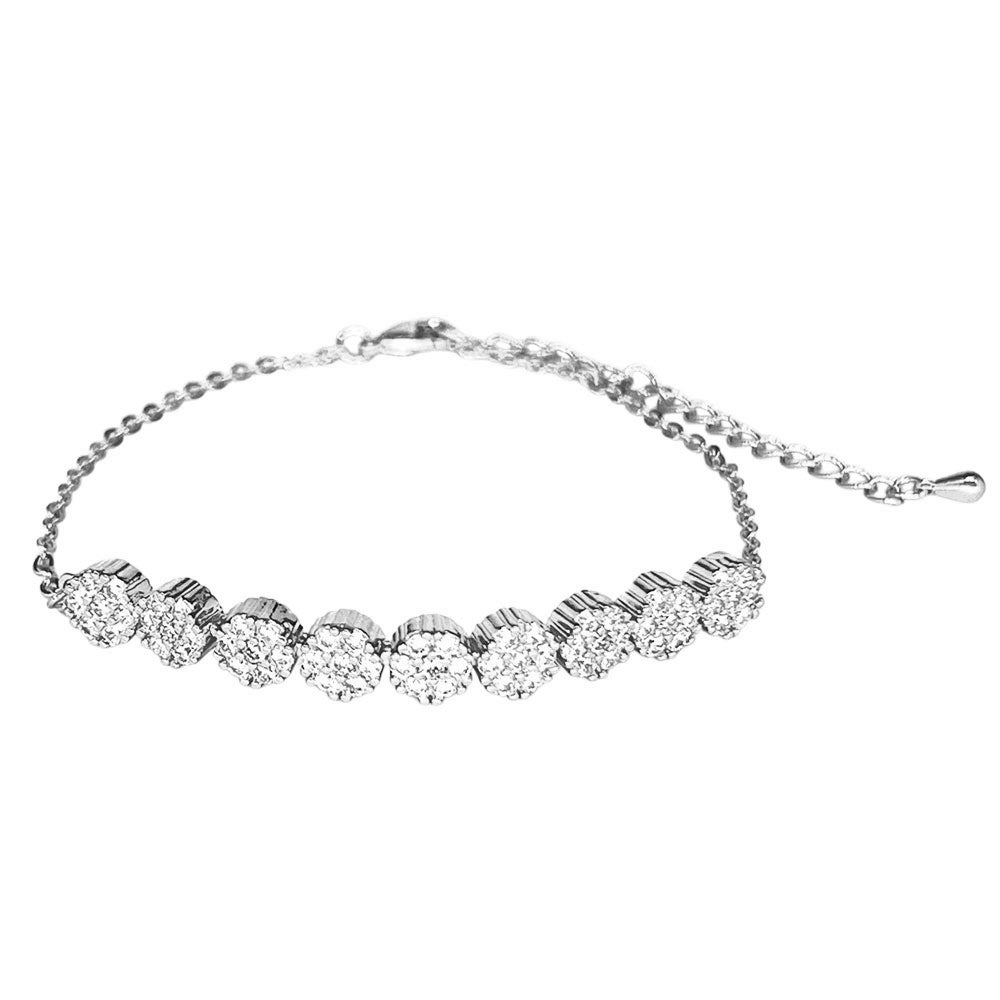 iLLASPARKZ CZ Stone Paved Floral Disc Cluster Adjustable Bracelet