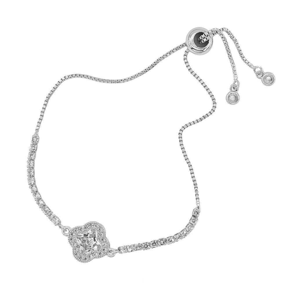 iLLASPARKZ Quatrefoil CZ Stone Accent Pull Tie Adjustable Bracelet