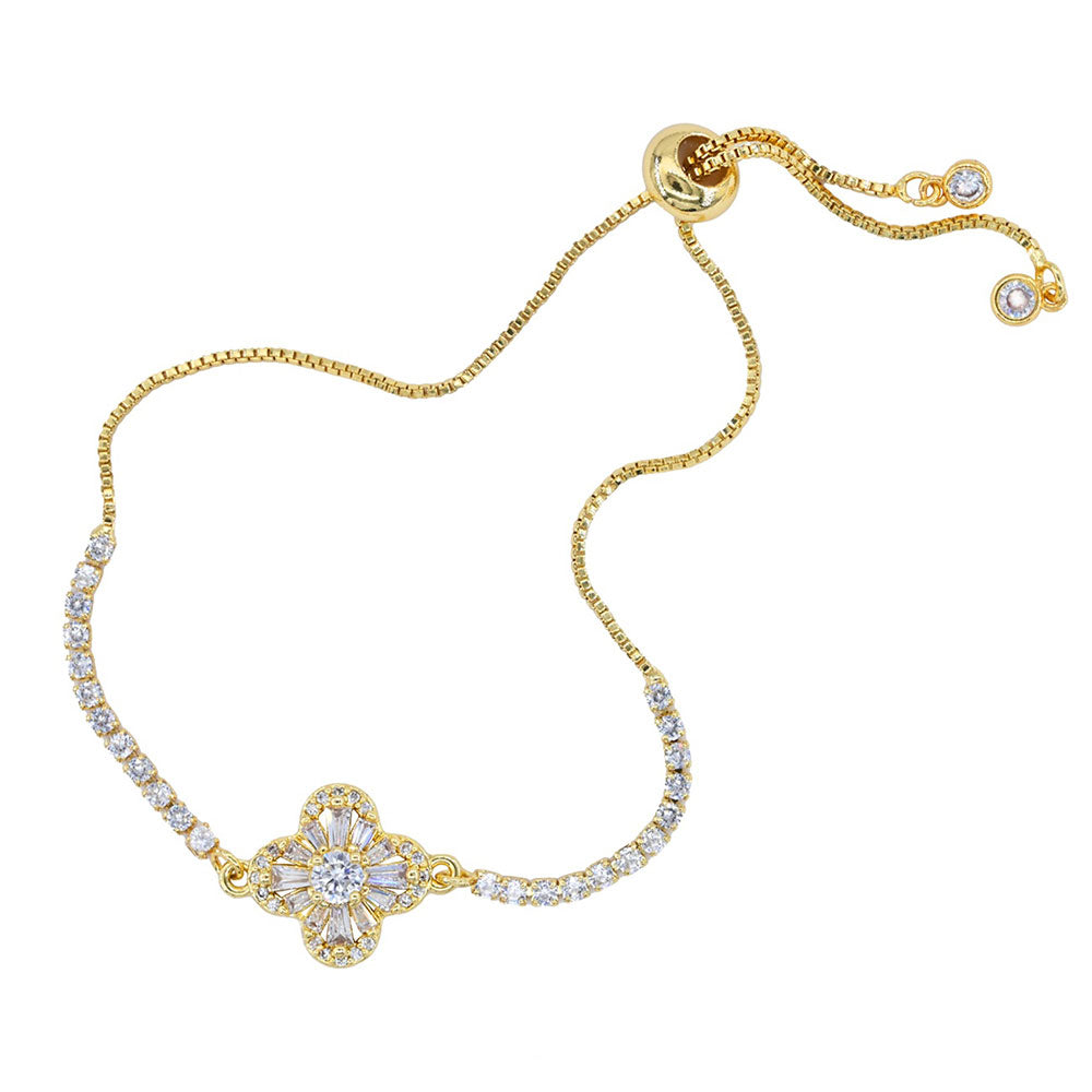 iLLASPARKZ Quatrefoil CZ Stone Accent Pull Tie Adjustable Bracelet