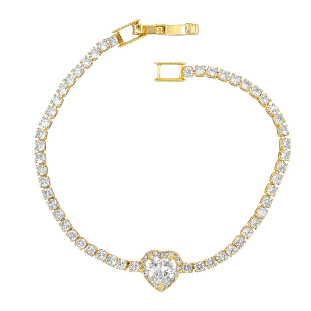 iLLASPARKZ Heart CZ Stone Accent Tennis Bracelet
