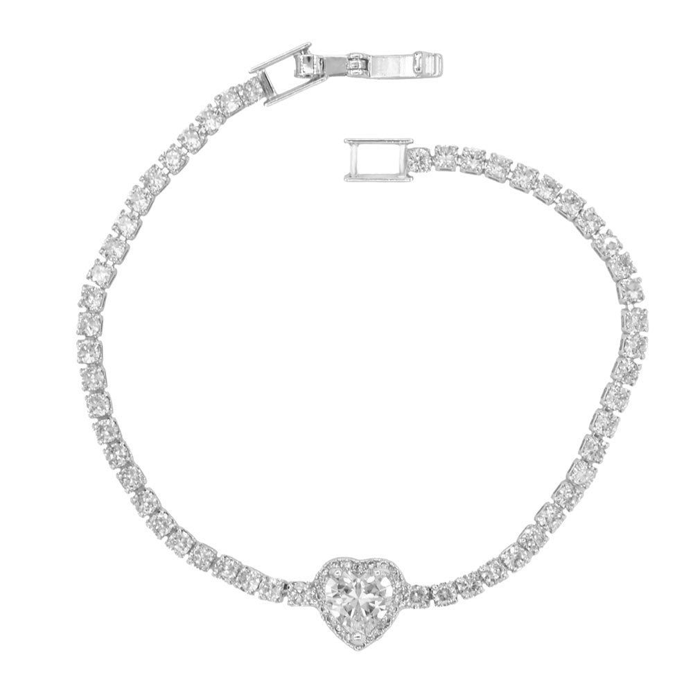 iLLASPARKZ Heart CZ Stone Accent Tennis Bracelet