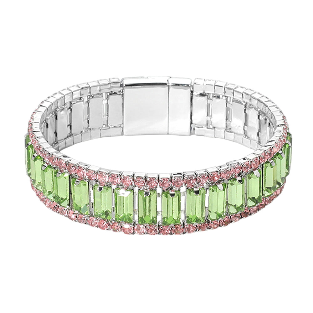 iLLASPARKZ Baguette Stone Cluster Magnetic Evening Bracelet