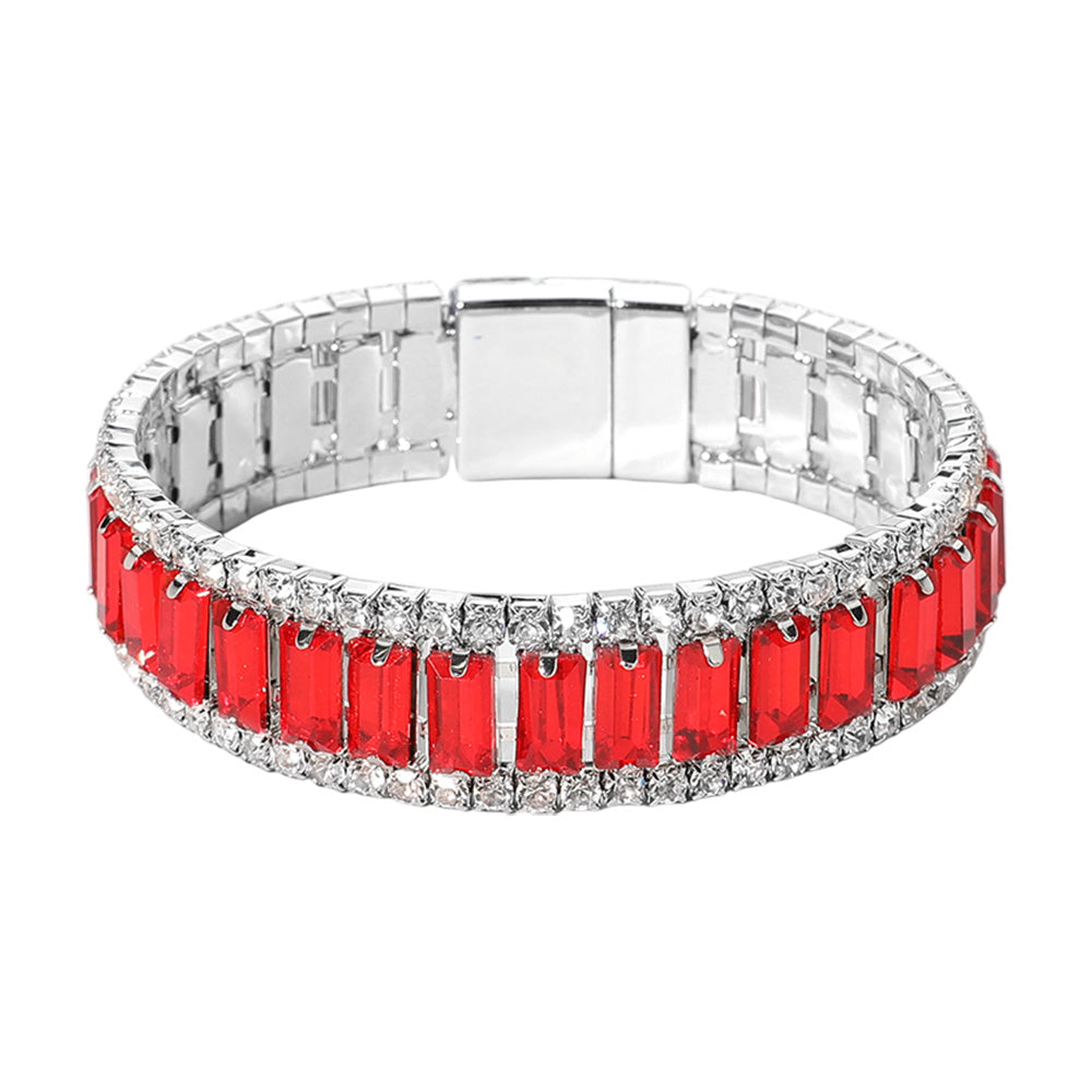 iLLASPARKZ Baguette Stone Cluster Magnetic Evening Bracelet
