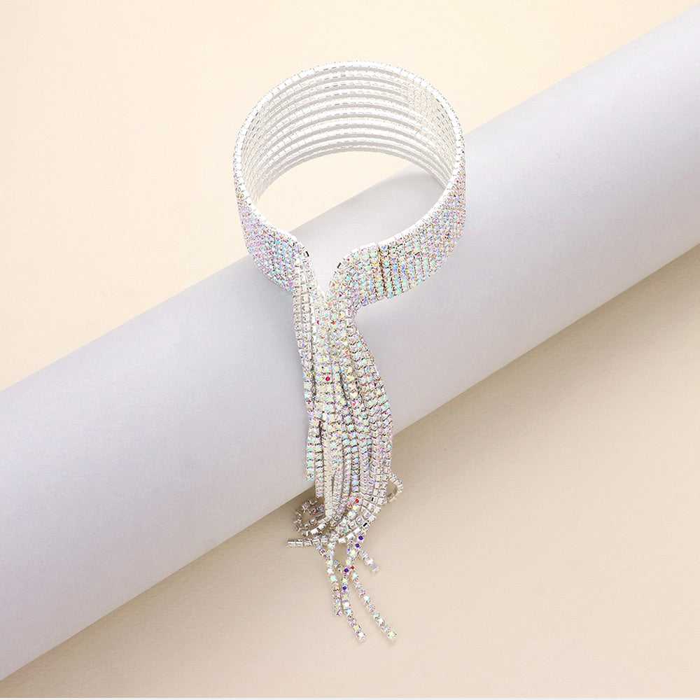 iLLASPARKZ Dropped Rhinestone Tassel Evening Bracelet