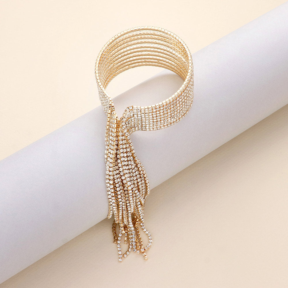 iLLASPARKZ Dropped Rhinestone Tassel Evening Bracelet
