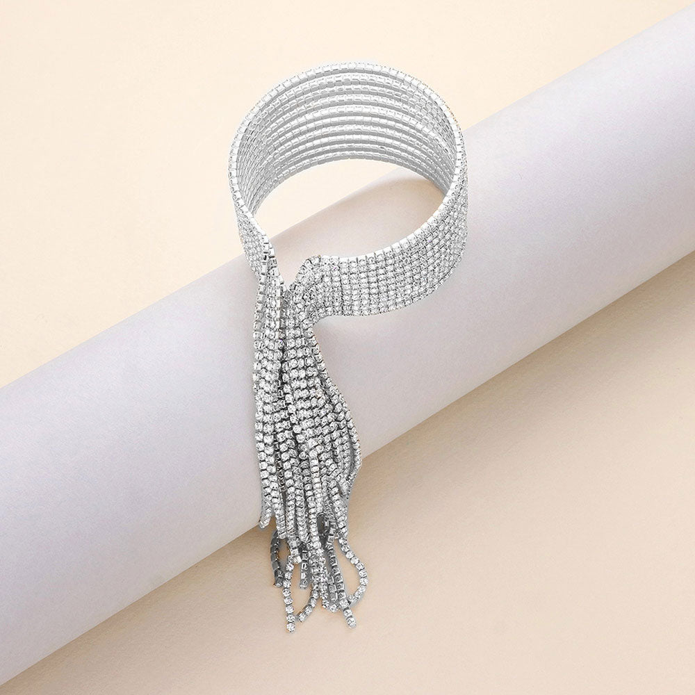 iLLASPARKZ Dropped Rhinestone Tassel Evening Bracelet
