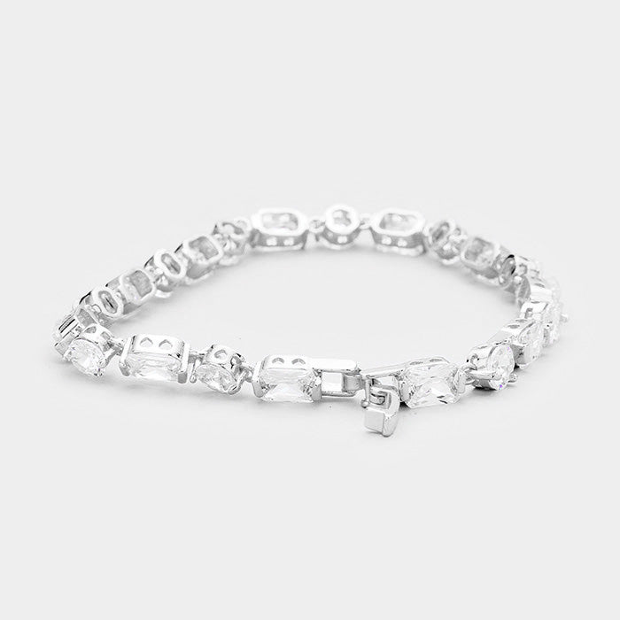 iLLASPARKZ Cubic Zirconia Round Rectangle Link Evening Bracelet
