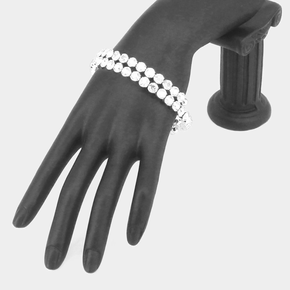 iLLASPARKZ Crystal Rhinestone Bezel Adjustable Evening Bracelet