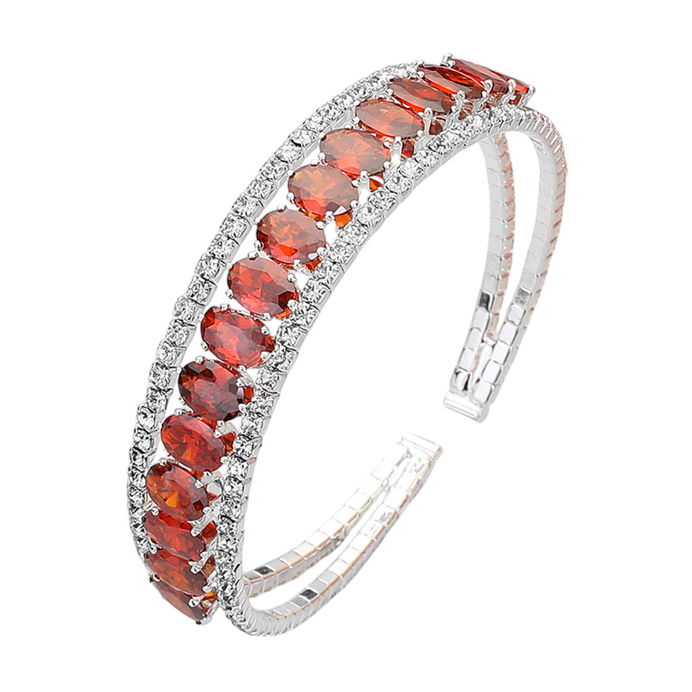 iLLASPARKZ CZ Oval Stone Accented Evening Cuff Bracelet