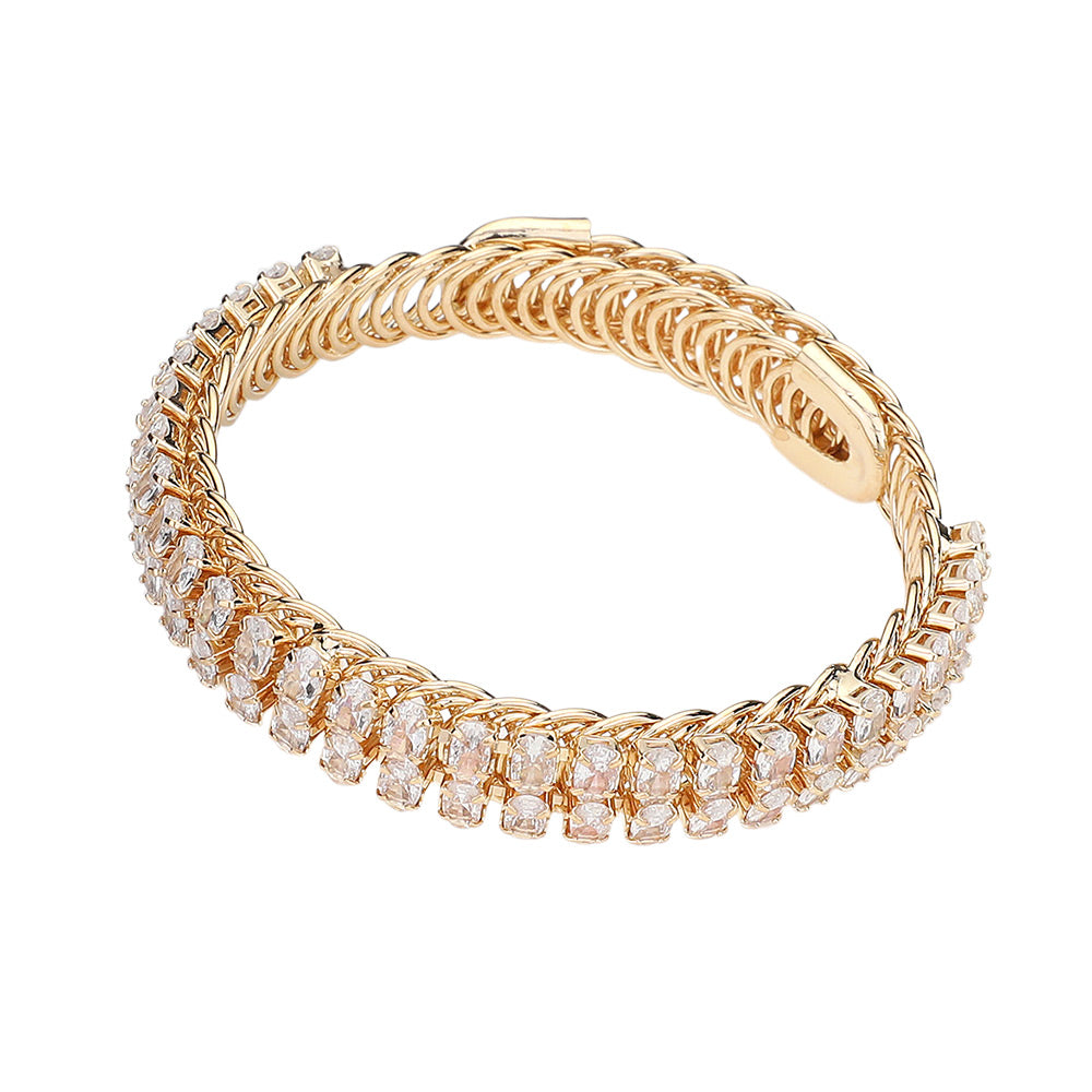 iLLASPARKZ Two Row CZ Stone Adjustable Evening Bracelet