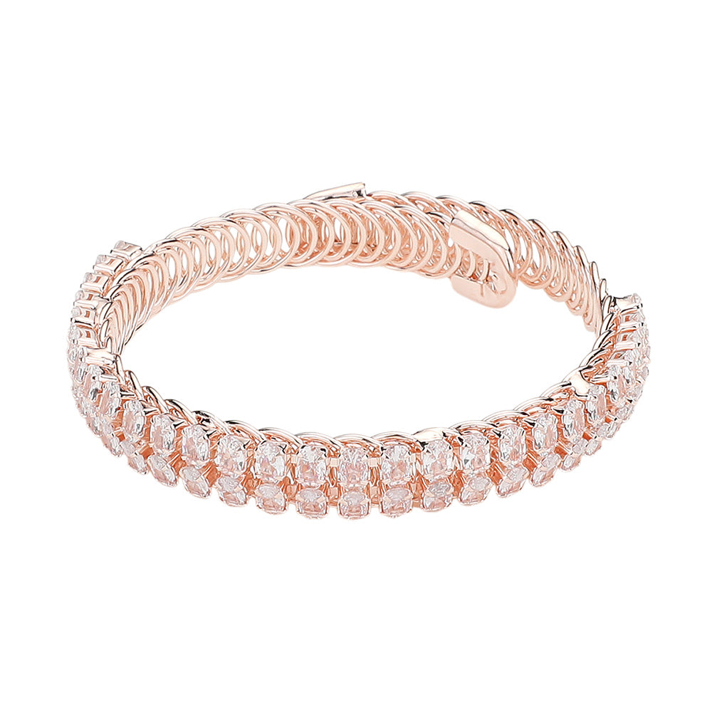iLLASPARKZ Two Row CZ Stone Adjustable Evening Bracelet