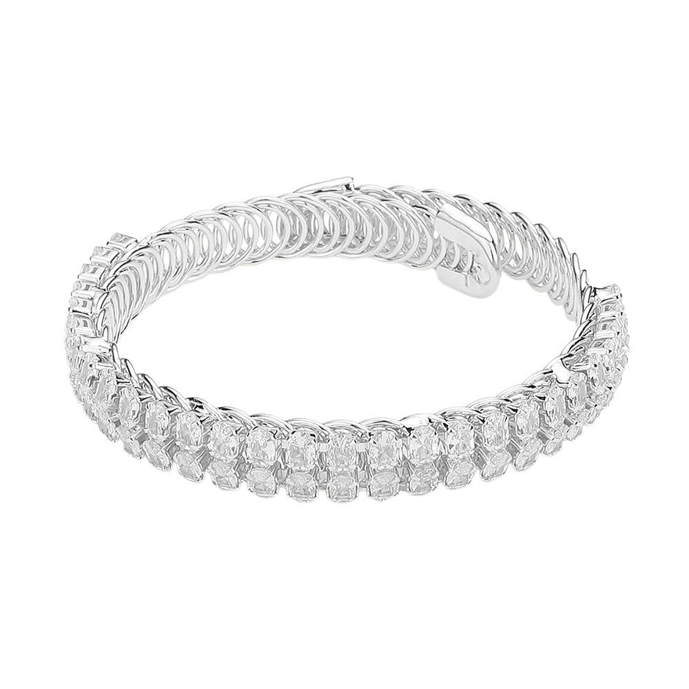 iLLASPARKZ Two Row CZ Stone Adjustable Evening Bracelet