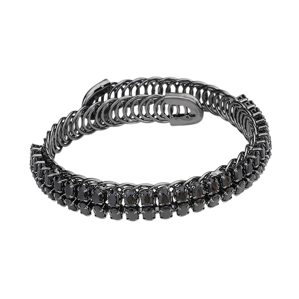 iLLASPARKZ Two Row CZ Stone Adjustable Evening Bracelet