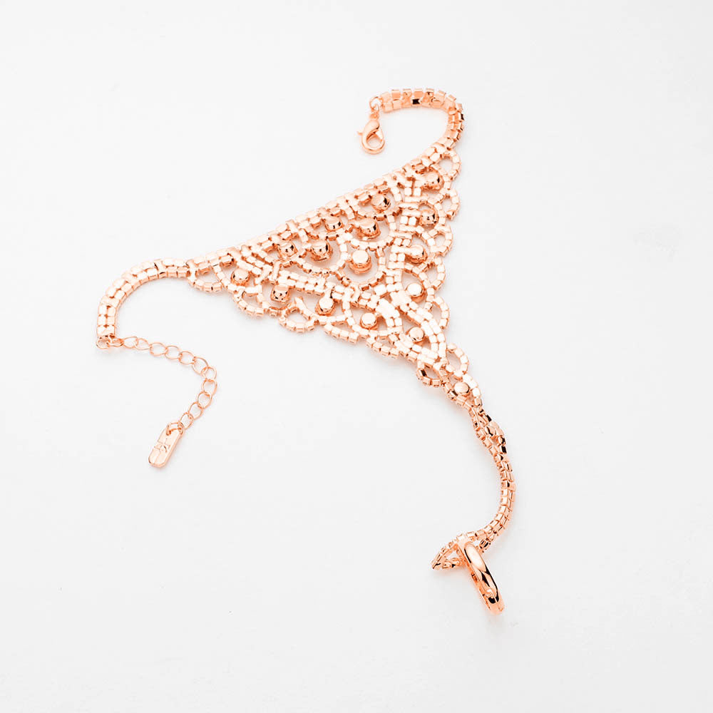 iLLASPARKZ Crystal Accented Pave Hand Chain Bracelet