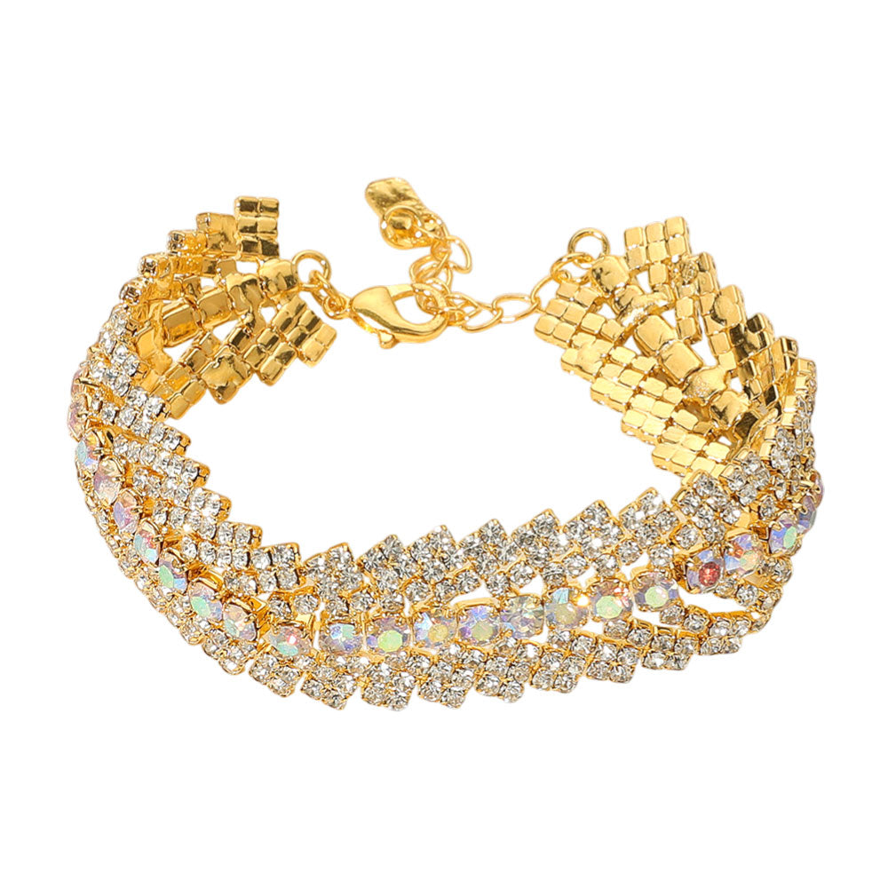 iLLASPARKZ Multi Row Rhinestone Evening Bracelet