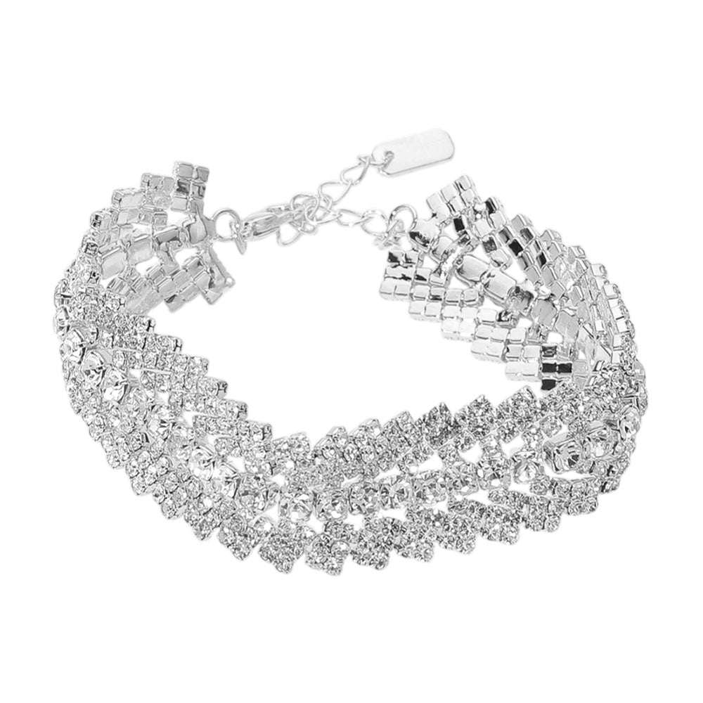 iLLASPARKZ Multi Row Rhinestone Evening Bracelet
