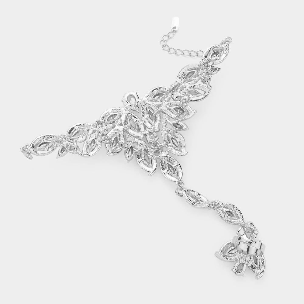 iLLASPARKZ Marquise Stone Custer Pointed Hand Chain Evening Bracelet
