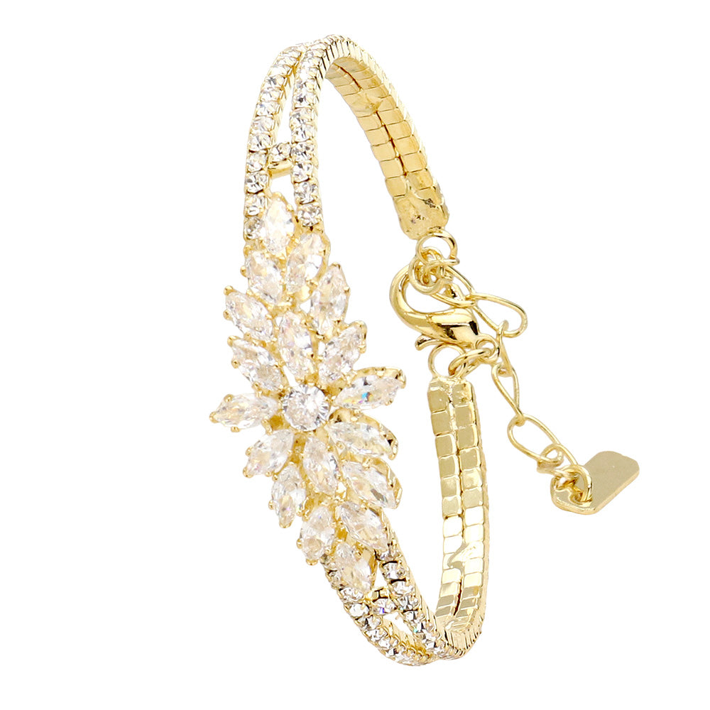 iLLASPARKZ Marquise CZ Stone Embellished Evening Bracelet