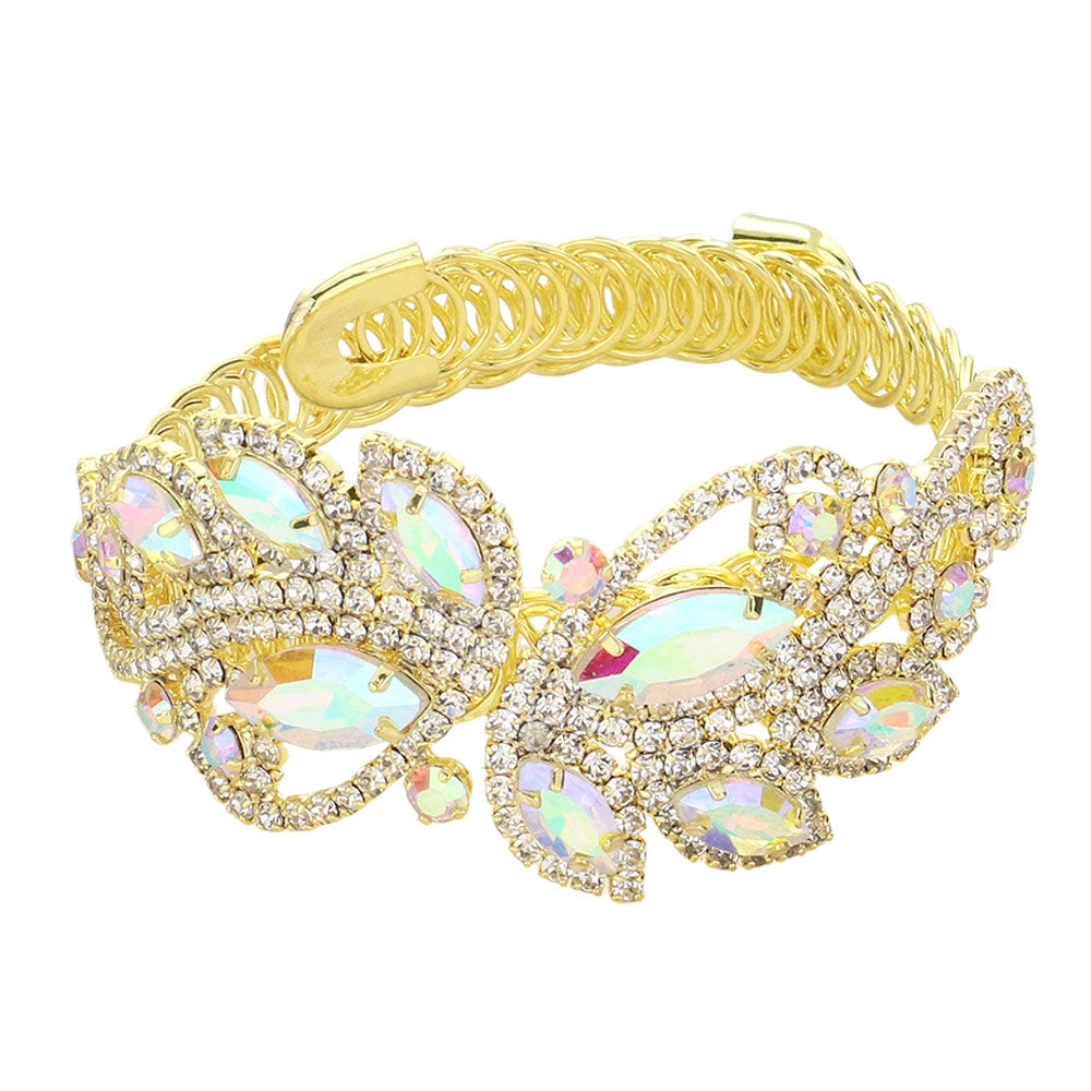 iLLASPARKZ Marquise Stone Pointed Butterfly Adjustable Evening Bracelet